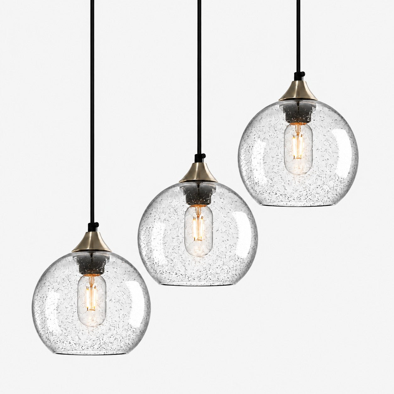 Bubble Glass Globe 3 - Light Single Pendant Light With Adjustable Cord