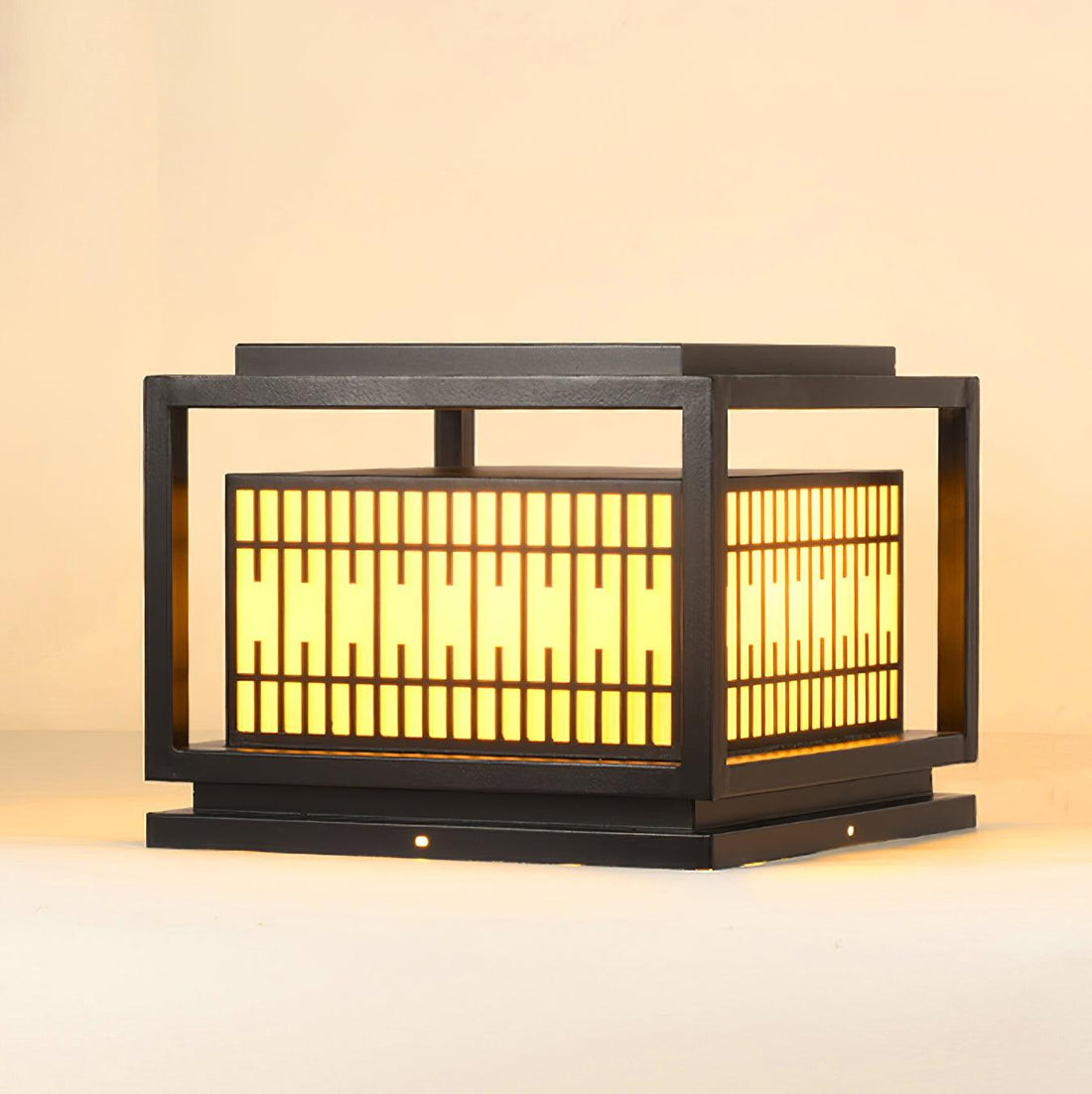 Frosted Alabaster Window Grille Light - Metal Outdoor Post Lamp