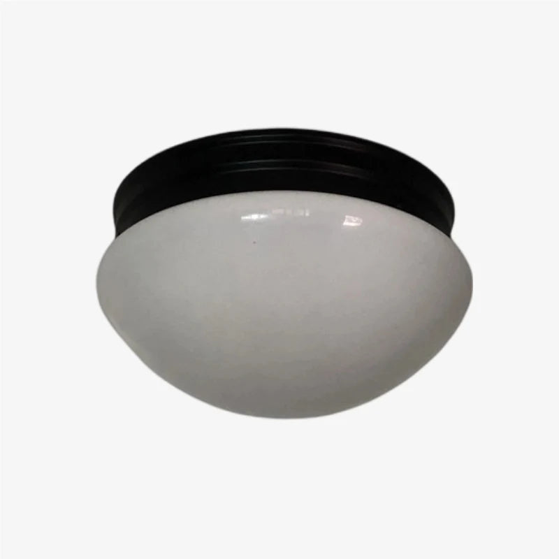 Opal white glass shade with black ceiling canopy