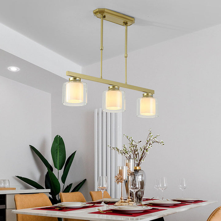 Kitchen Island Pendant Light - Modern Adjustable Height Glass Lighting