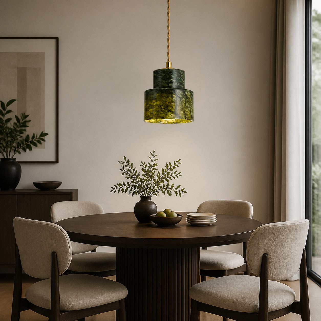 Green Jade Bedside Pendant Light
