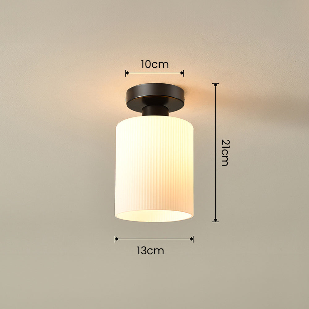 Chic Gold Ceiling Light - Mini Glass Striped Shade Lamp for Hallway