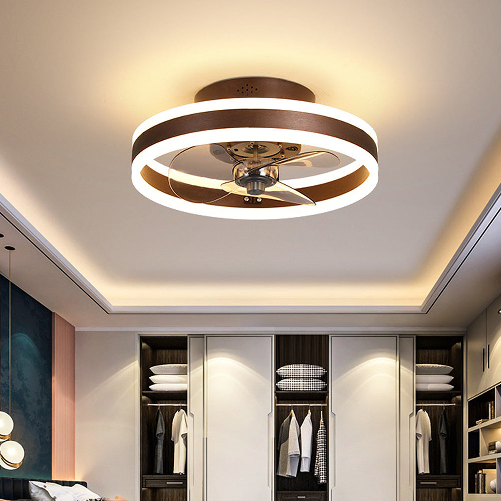 Ceiling Fan with Light – Round LED Modern Style for Bedroom Comfort