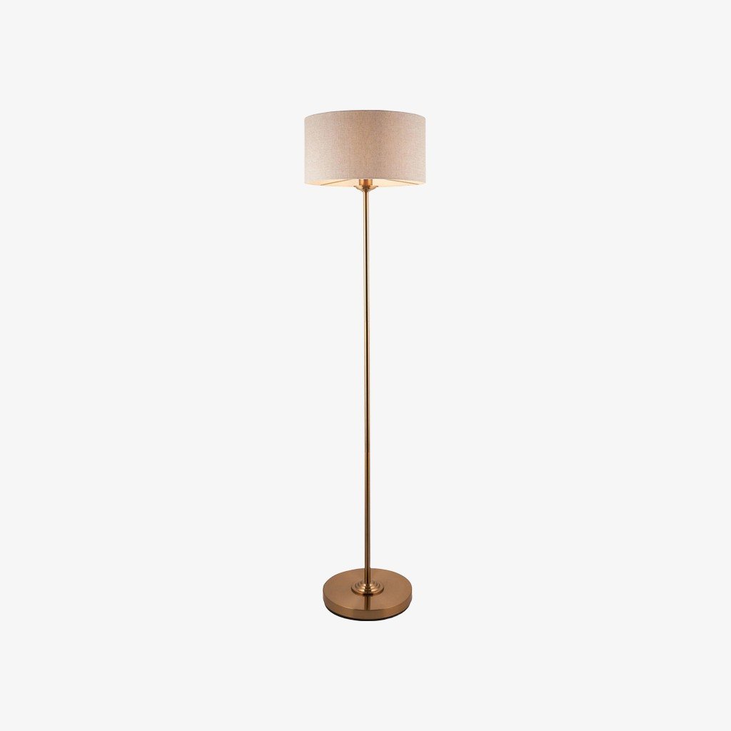 Tela Drum Shade Floor Lamp - Contemporary Fabric Standing Lamp for Home Office