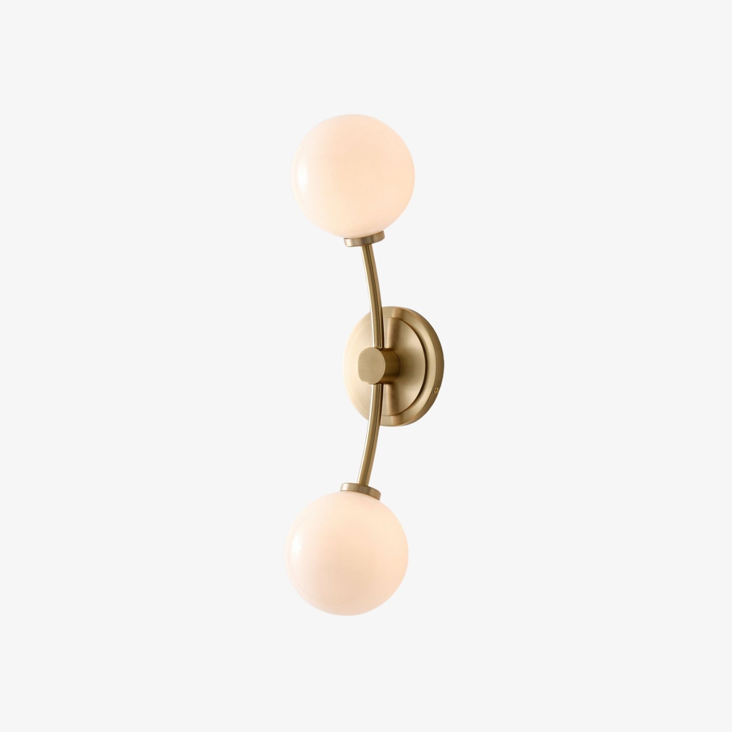 Arden Glass 2 Light Iron Wall Sconce - Modern Curved Design for Bathroom or Hallway