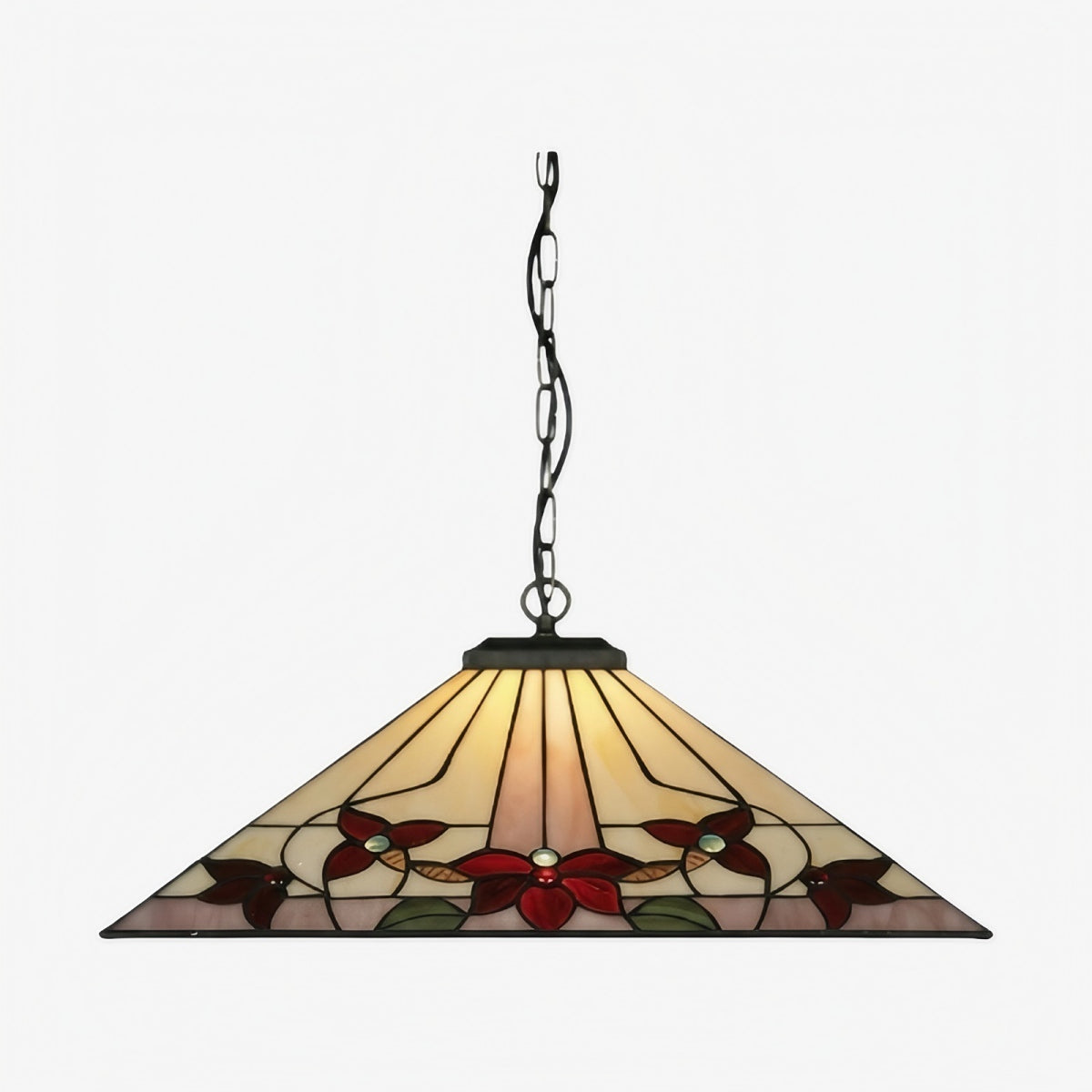 TF Camillo Classic Patterned Pendant Light – Stained Glass Lamp for Bedroom or Hallway