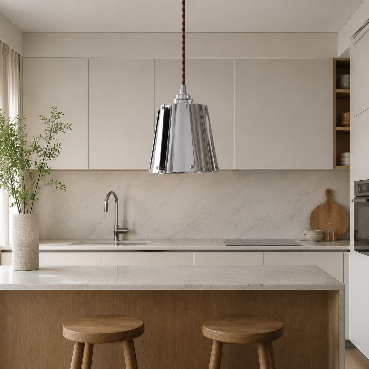 Vintage Metal Pendant Light with Layered Shade