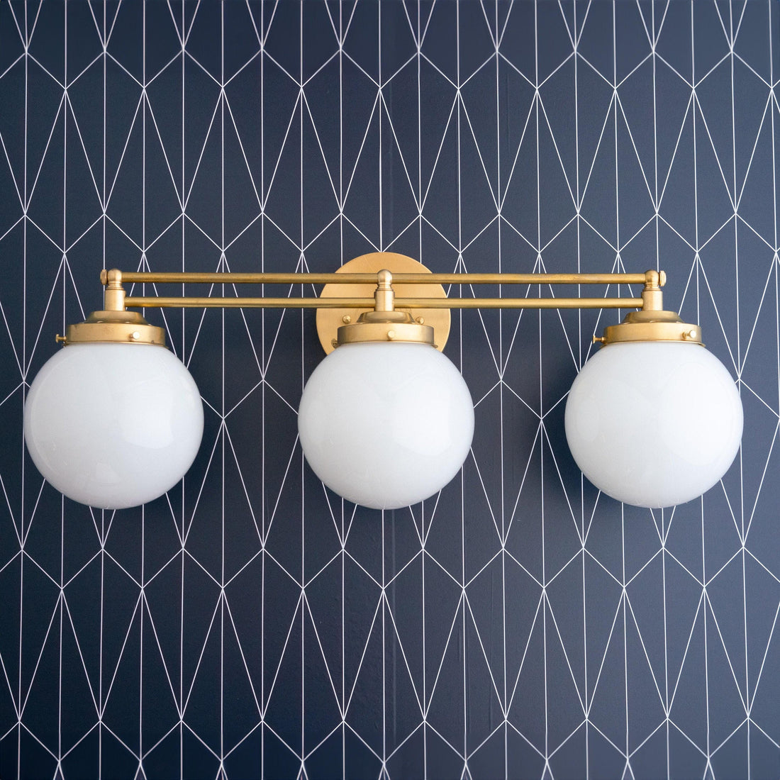 Glorica Glass Contemporary Vanity Light - 3 Light Globe Bathroom Fixture Opal Glass