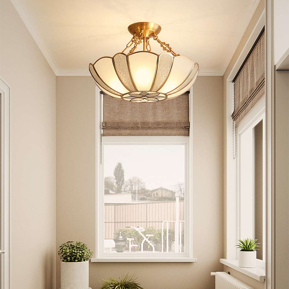 Semi Flush Ceiling Lamp - Traditional Glass Multi-Light Fixture
