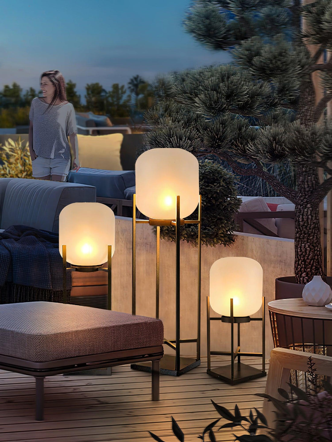 Solar Lantern Floor Lamp - Waterproof Outdoor Light for Garden & Patio