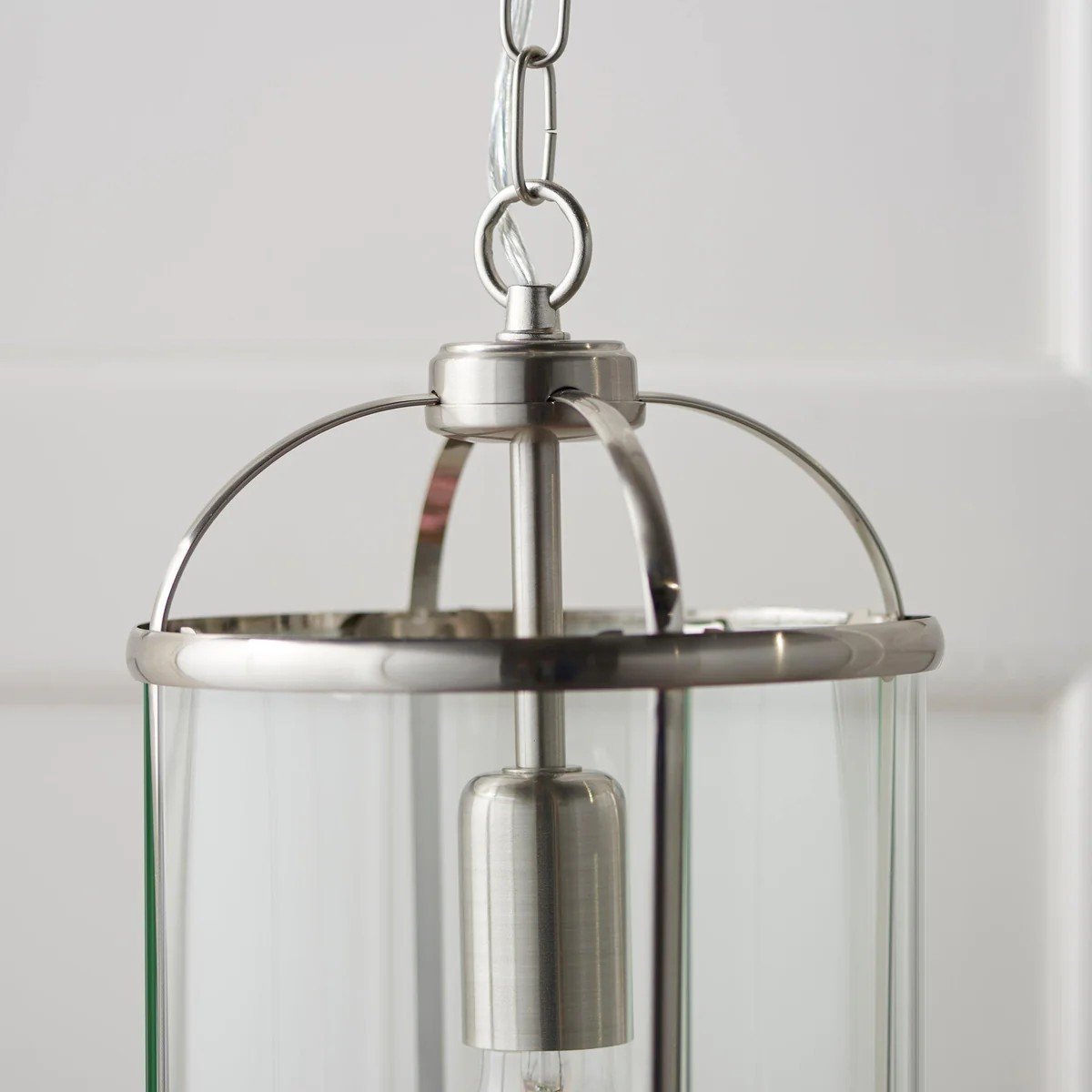 Luxvana Bell Shaped Glass Pendant Light - Industrial Metal Lantern Design Fixture for Kitchen