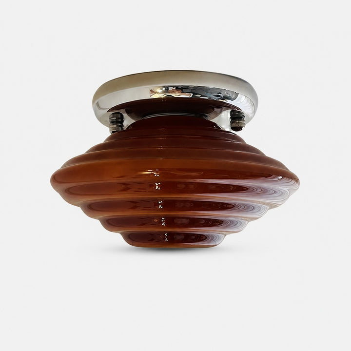 amber glass G9 ceiling light on gray background