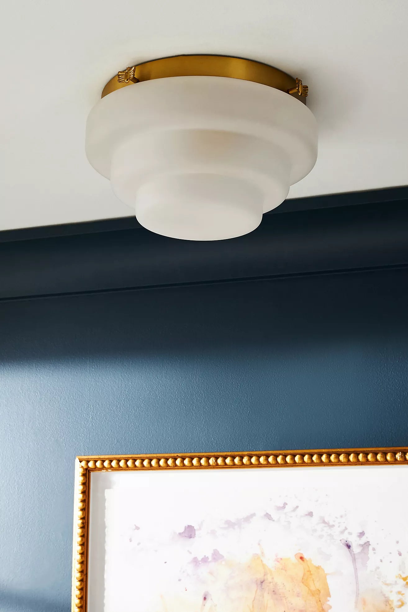 Capigia Glass Metal Flush Mount Ceiling Light - Modern Fixture for Bedroom or Hallway