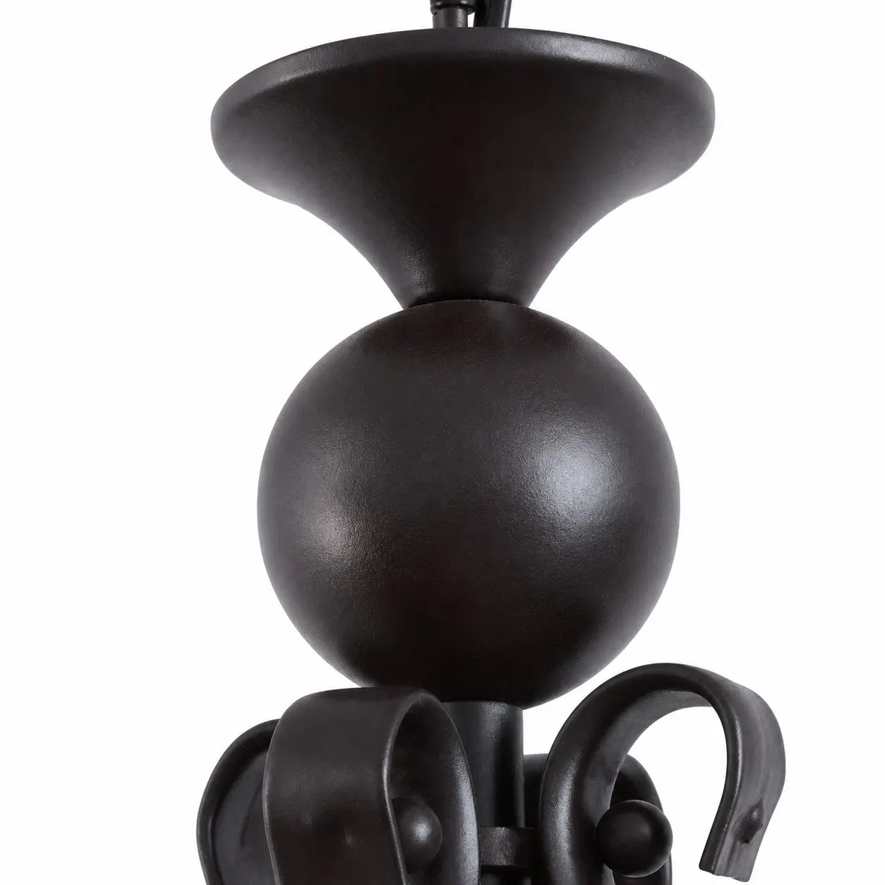 Black iron top ornament and frame detail