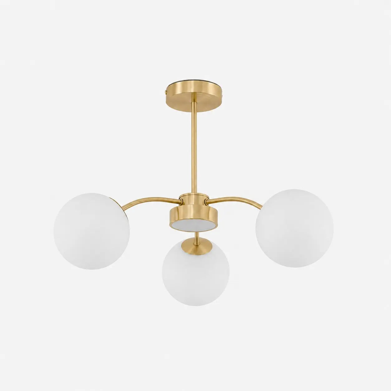 Modern milk glass chandelier with 3 lights in Copper