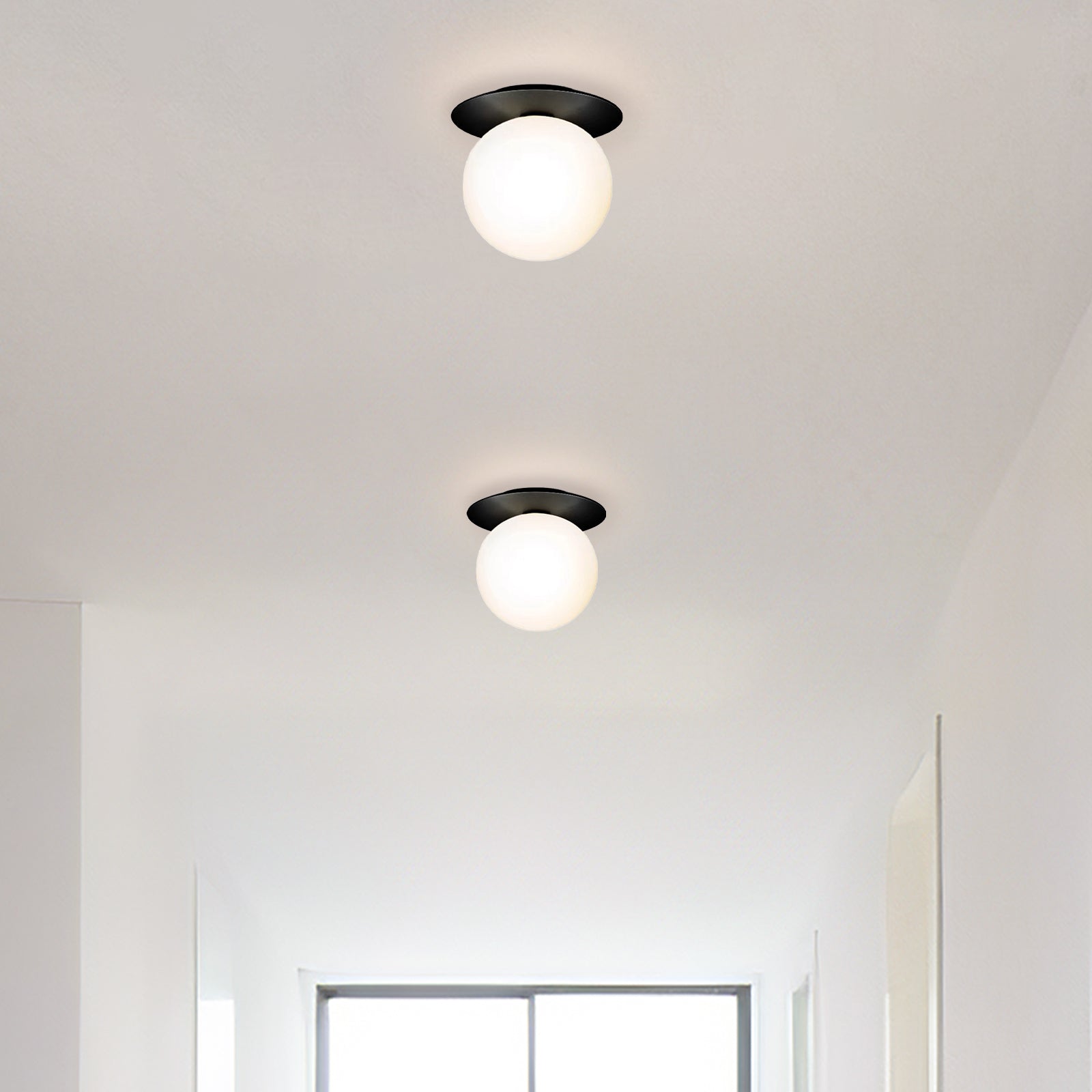 Glass Orb Ceiling Light - Modern Metal Ball Ceiling Lamp for Hallway