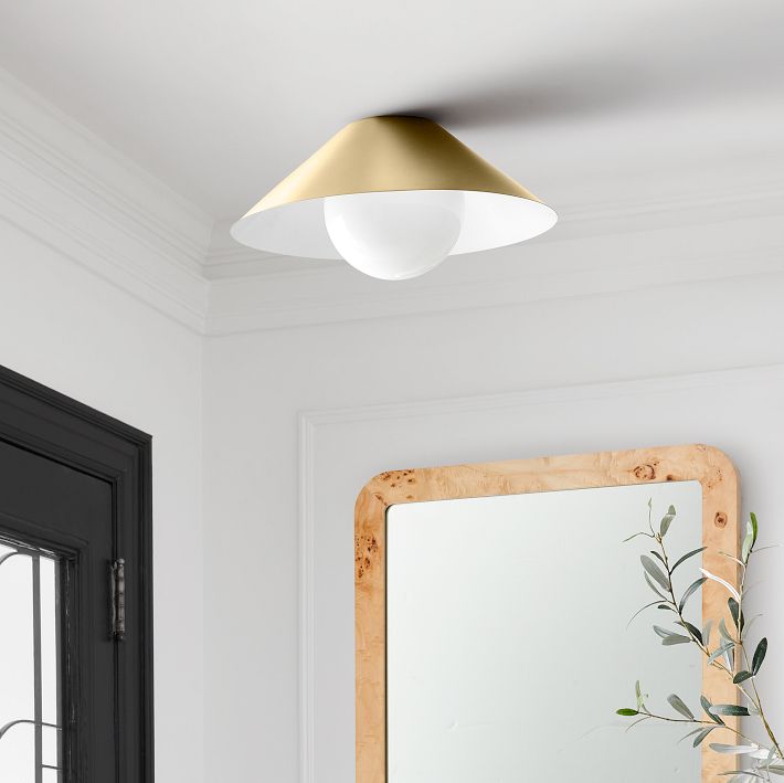 Brivana Metal Semi-Flush Ceiling Light - Modern Cone Lamp for Hallway