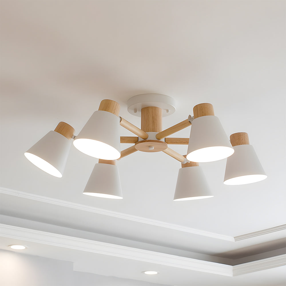 Wooden Ceiling Light - Flush Mount Living Room Lamp Natural