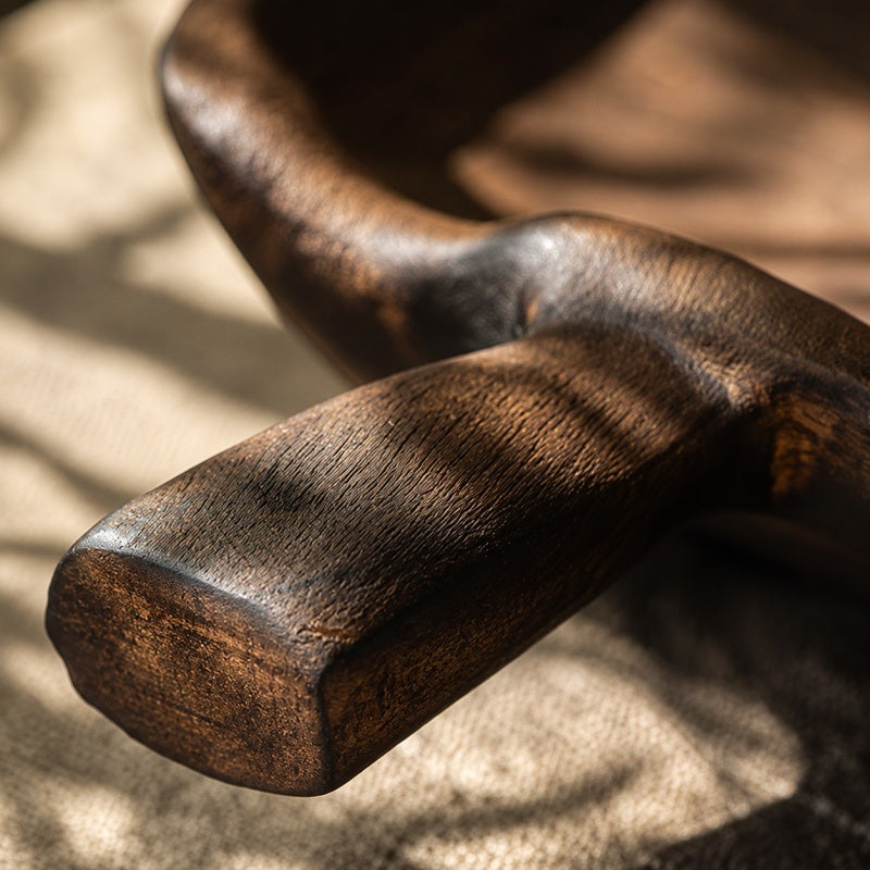 Short solid wood handle detail