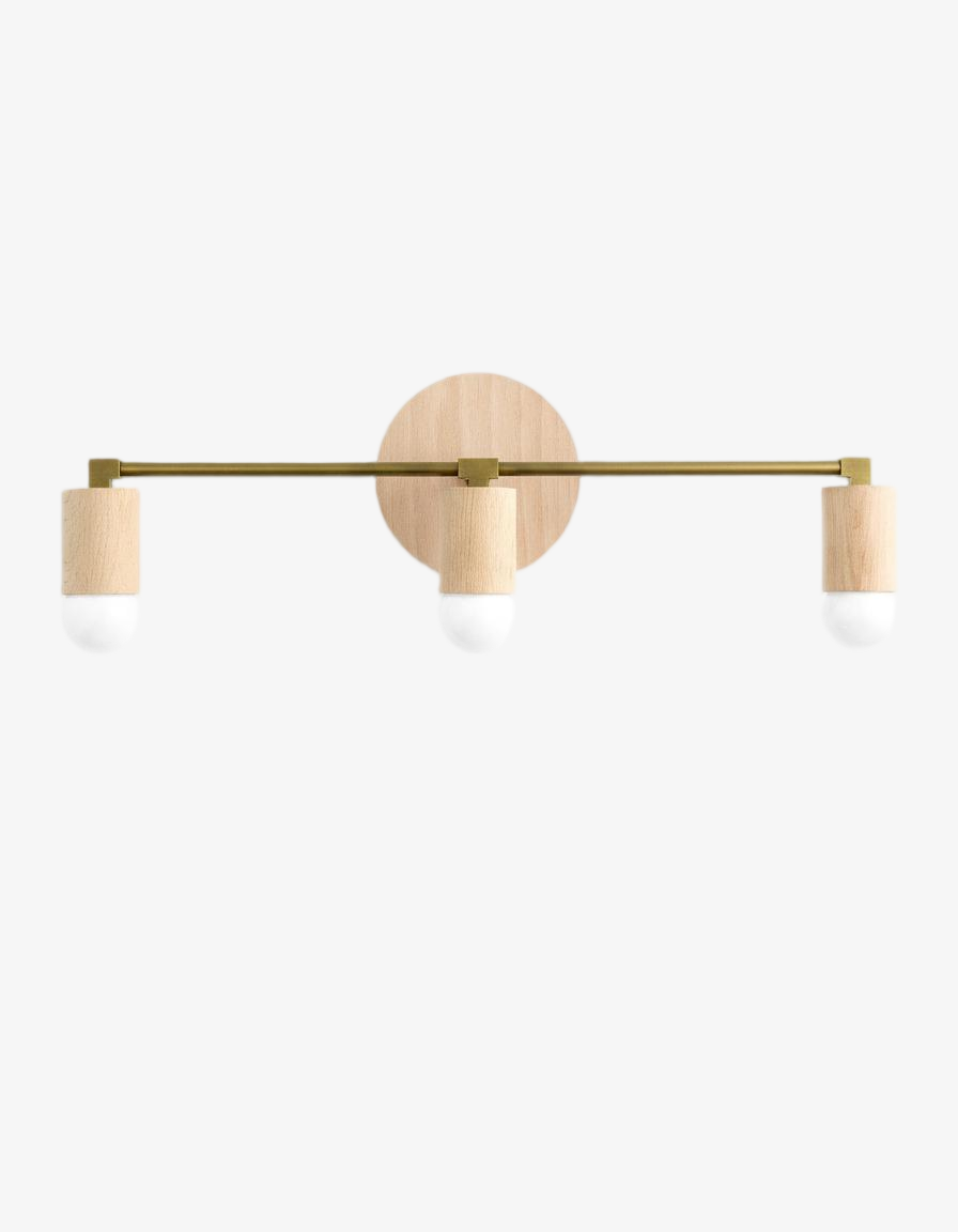 Mobilux Line Wood and Vanity Light - Bohemian Bathroom Lighting Fixture