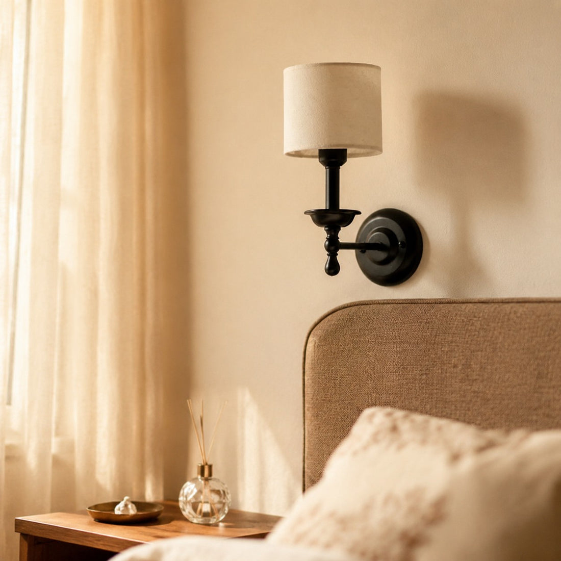 Vintage Fabric Shade Wall Sconce