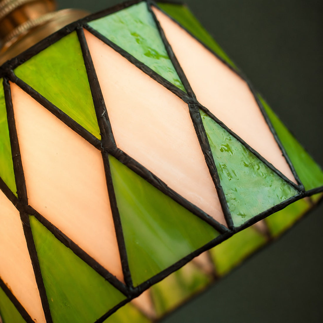 Vintage Green Stained Glass Pendant Light
