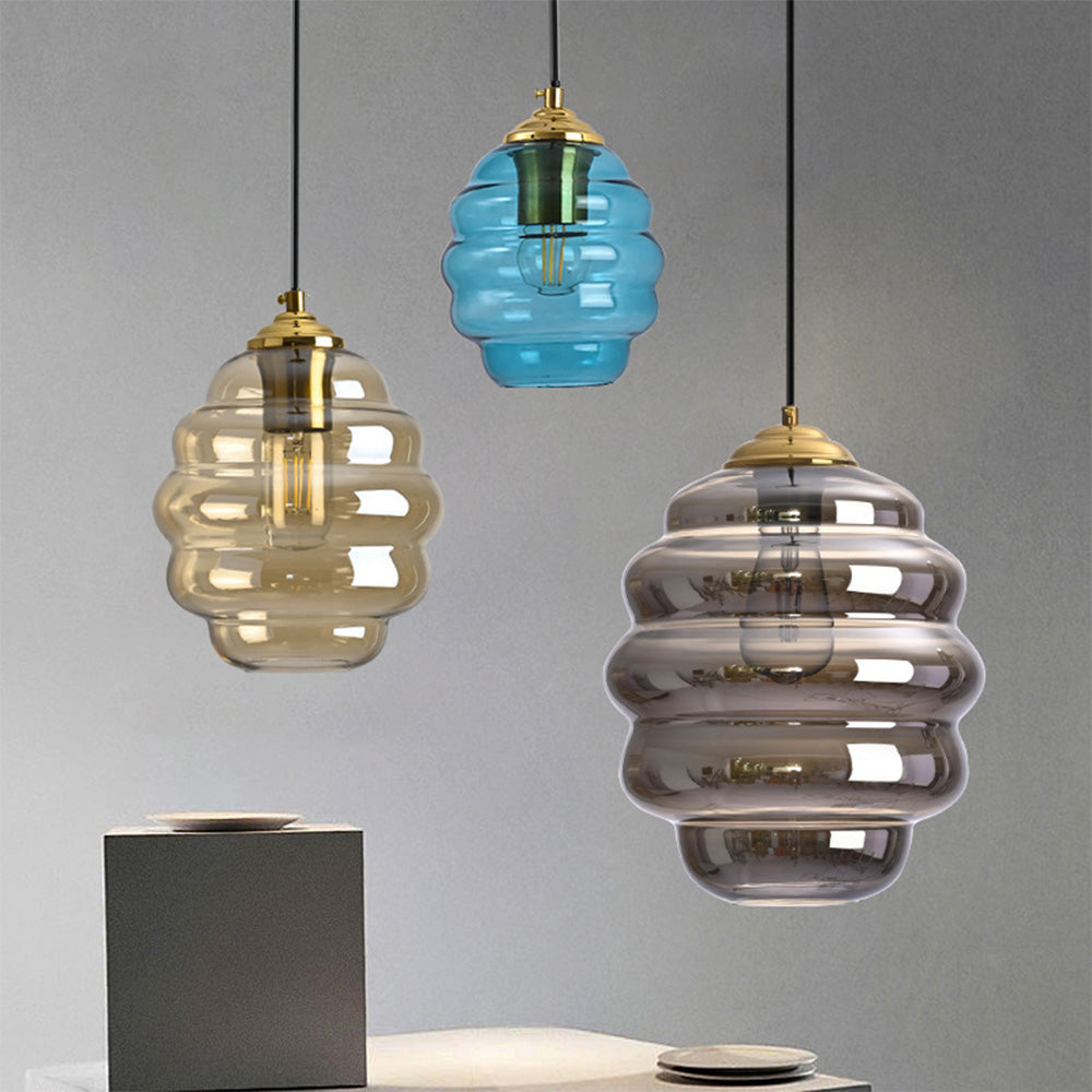 Glass Modern Pendant Lighting - Multi-layer Ring Fixture for Kitchen