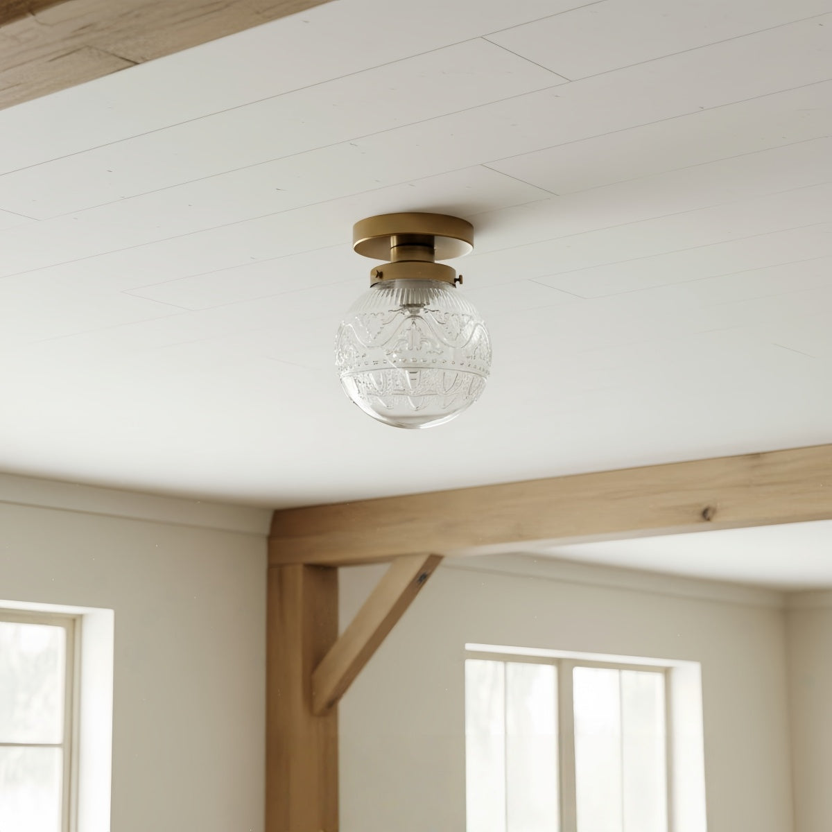 Naveliro Sphere Glass Flush Mount Ceiling Light - Timeless Design for Living Room and Kitchen