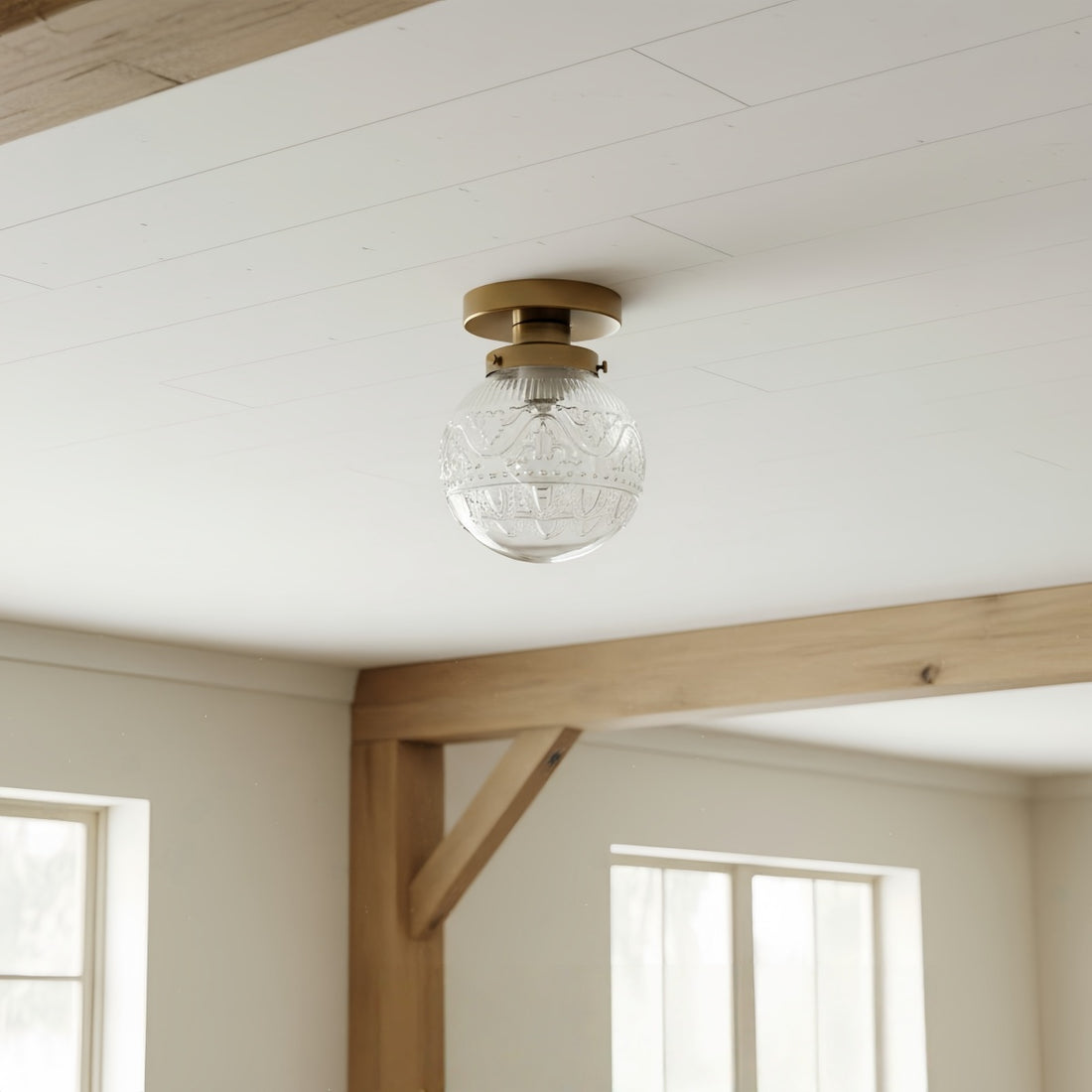 Naveliro Sphere Glass Flush Mount Ceiling Light - Timeless Design for Living Room and Kitchen