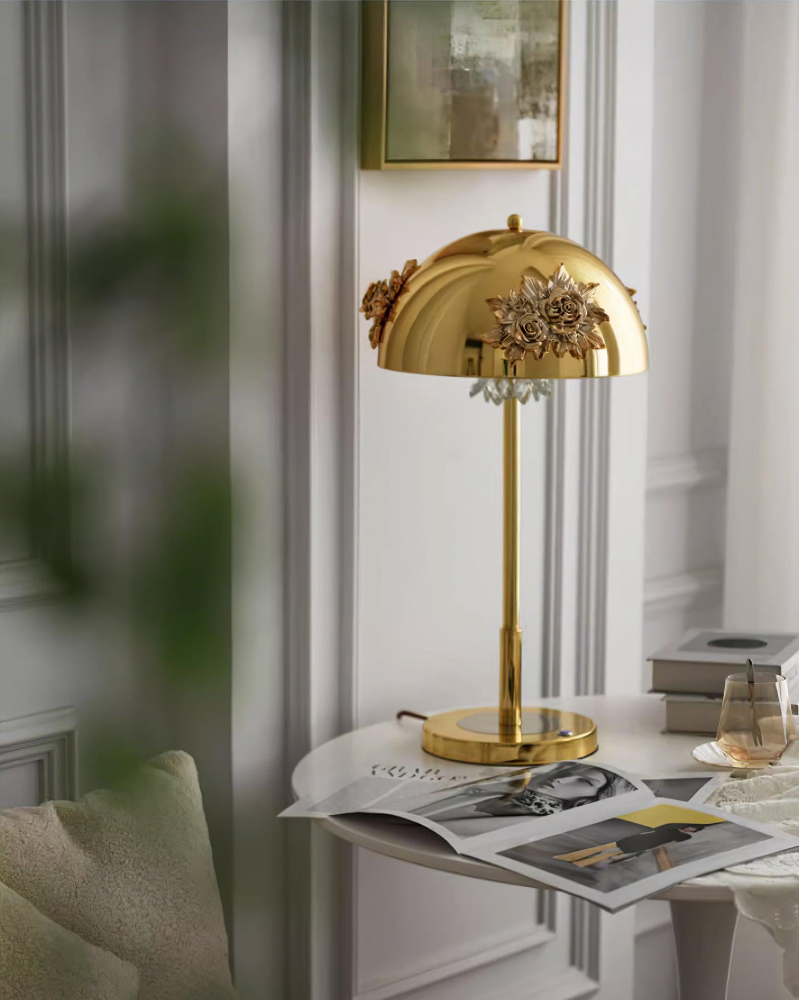 Table Lamp with Built-in Battery - Artistic Floral Light for Room