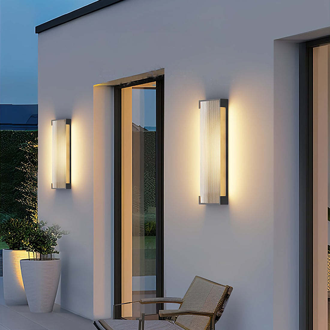 Rechteckige Außenwandleuchte - Moderne schwarze Lampe für Veranda &amp; Garten