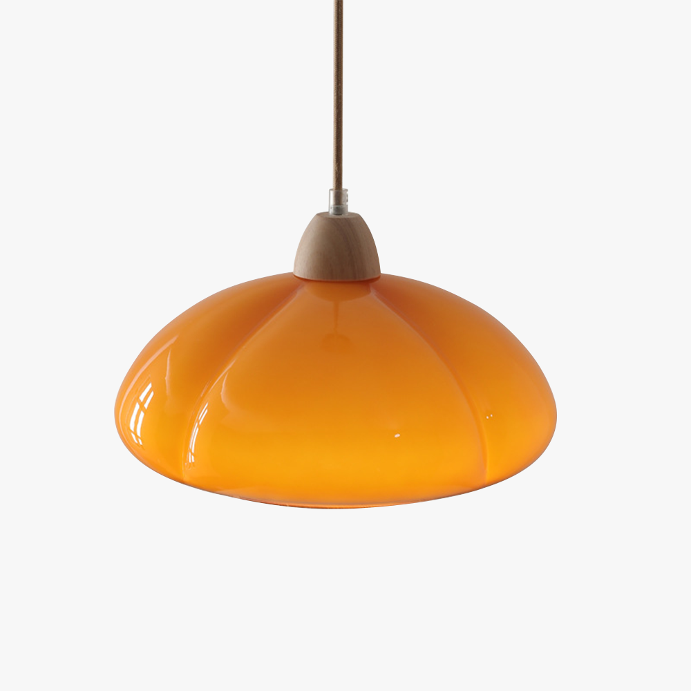 Retro Glass Pendant Light - Pumpkin Shape Lamp for Kitchen