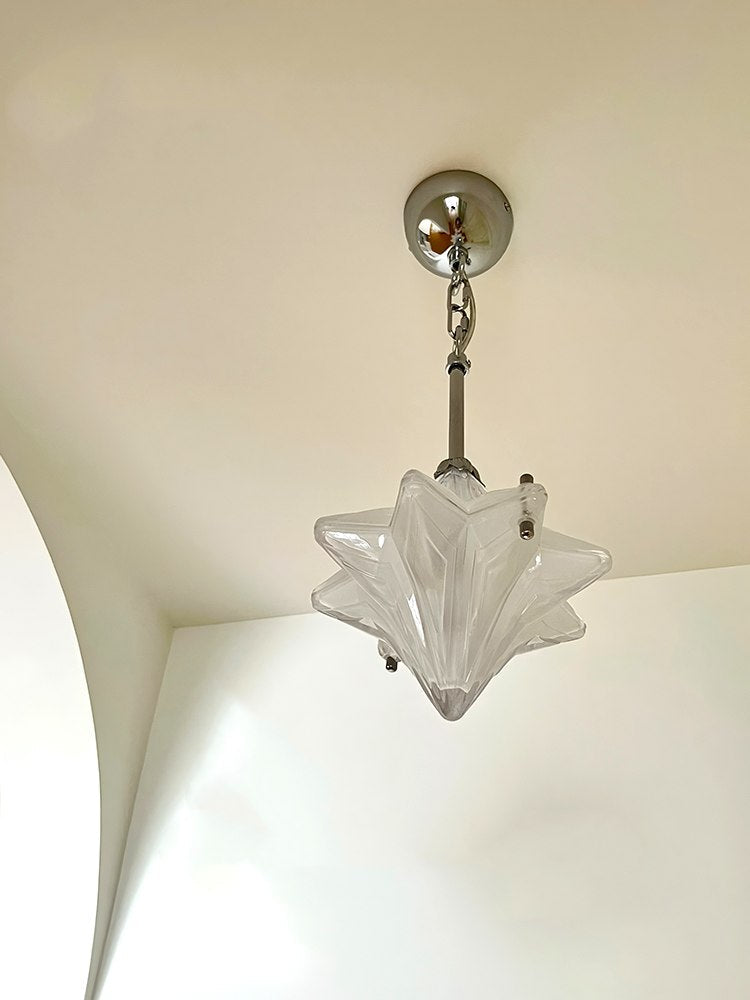 Art Deco Astris Elara Star Pendant Light - Frosted Glass Pendant with Geometric Style
