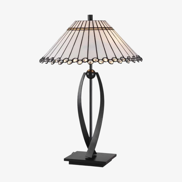 TF Allanton Tapered Table Lamp - Vintage Geometric Glass for Bedside and Study