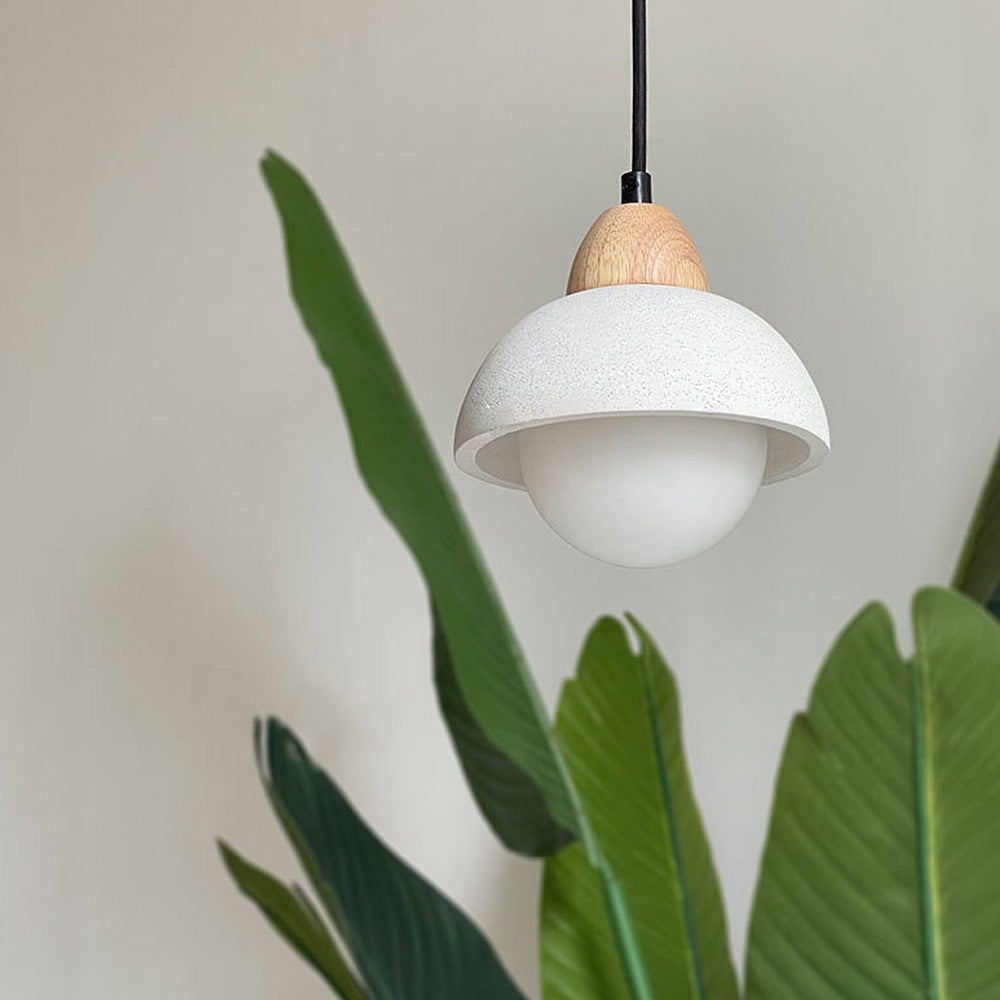 White Stone Pendant Light - Minimalist Kitchen Island Lighting Modern