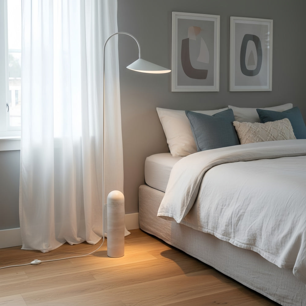 Nulavo Swivel Floor Lamp - Marble Base with Leaf-shaped Shade Modern Style for Living Room