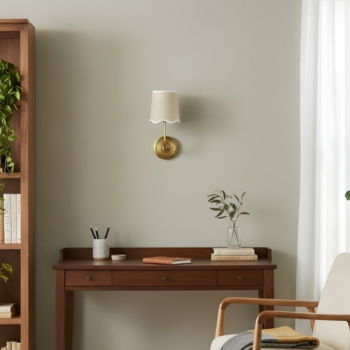 Glissum Contemporary Metal and Linen Wall Lamp with Soft Diffused Shade for Hallway or Entry