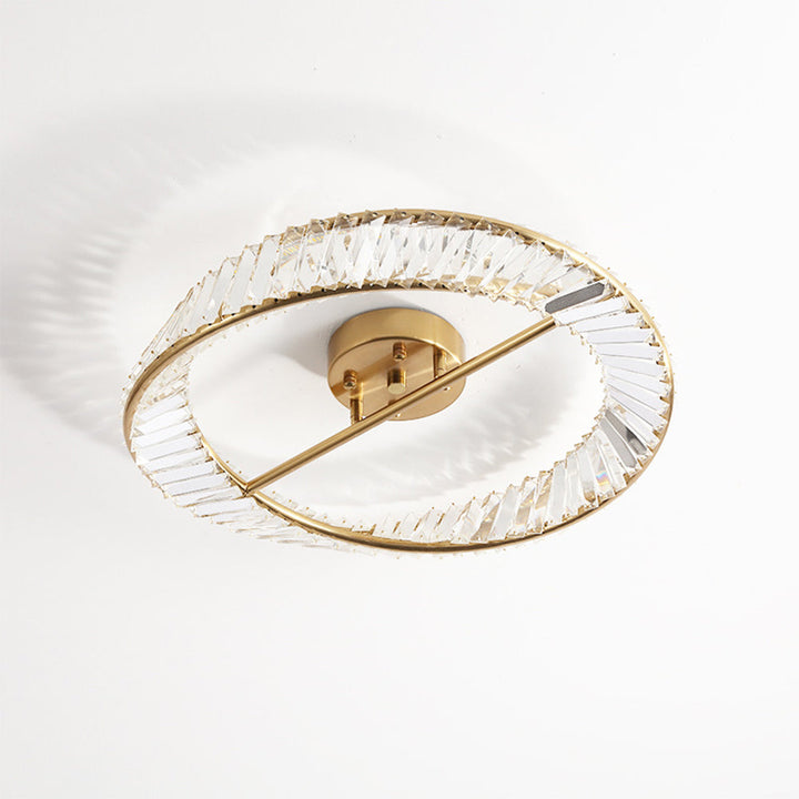 Modern LED Crystal Ceiling Lamp – Round Fixture for Living Room