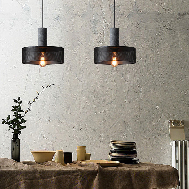 Iron Pendant Light - Modern Grey Industrial Hanging Lamp