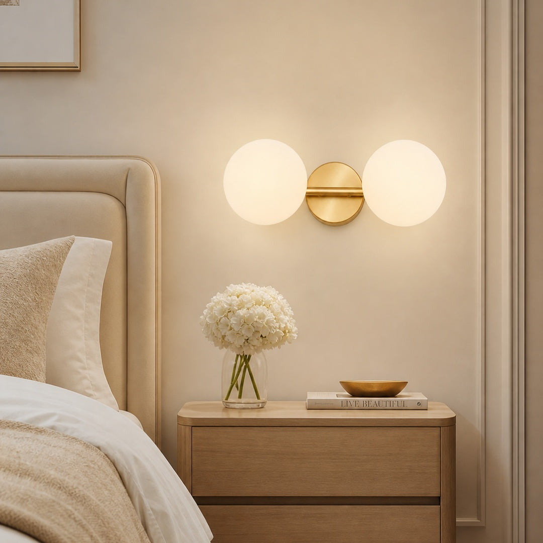 Gold Milk Glass Vanity Light