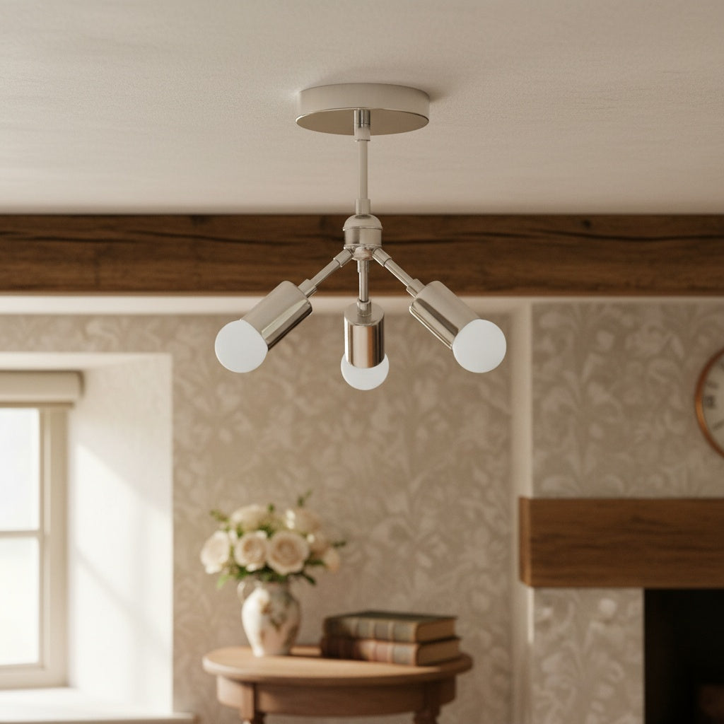 Mobilux Line Modern Brass Flush Mount - Minimalist Gold Ceiling Light for Bedroom