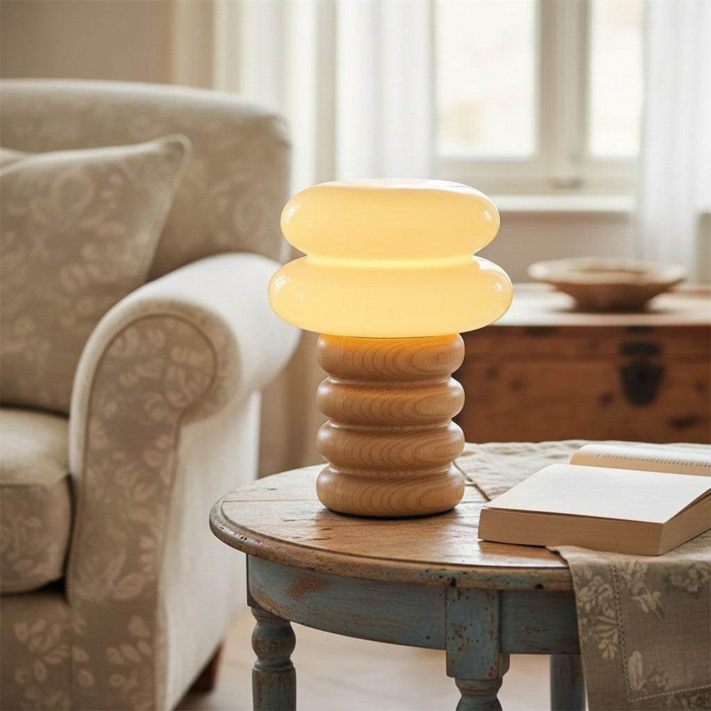Auralume Refined Sculptural Round Disc Table Lamp for Nightstands