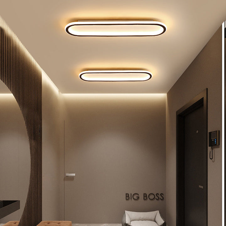 Oval LED Ceiling Light - Gold Art Deco Design Lamp for Modern Homes