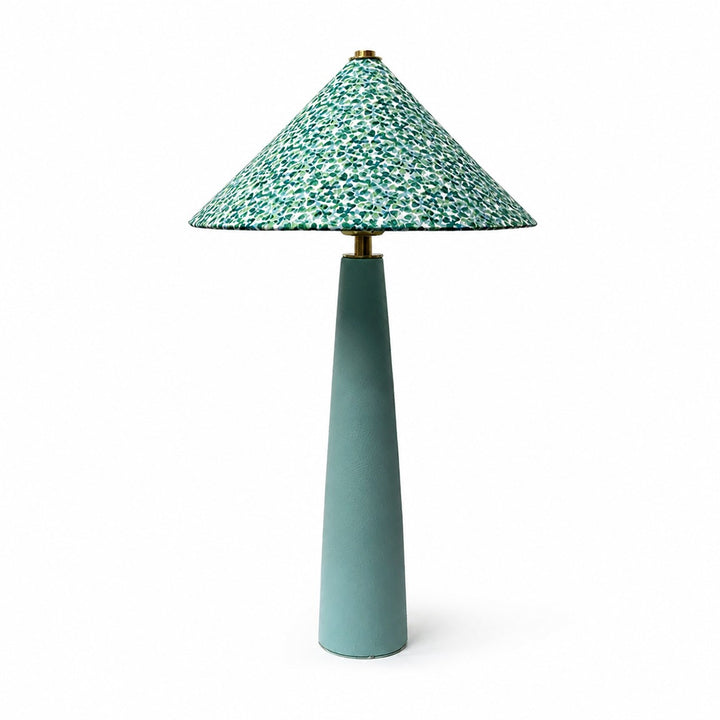Liberty floral shade ceramic table lamp on a white background