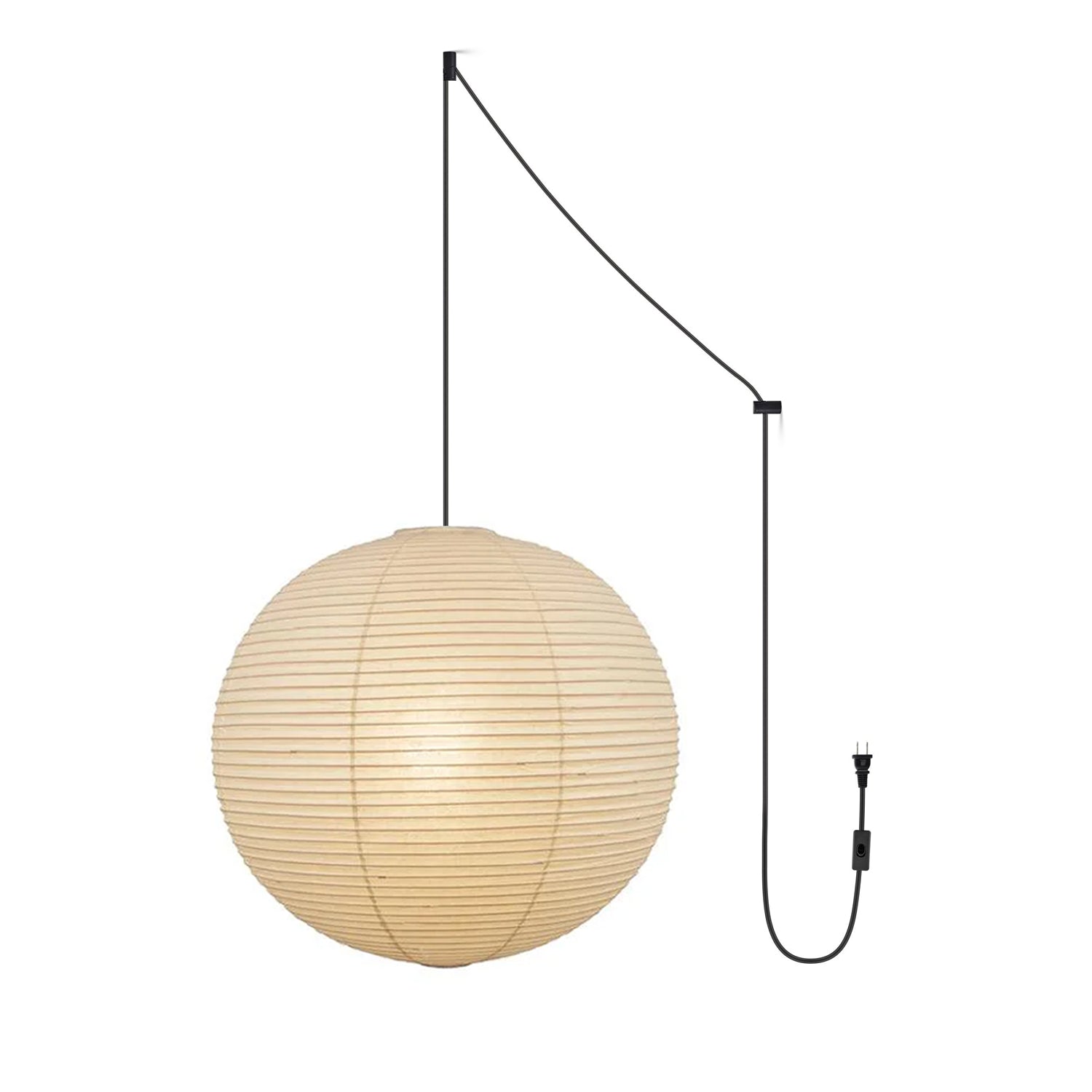 Mid-Century Pendant Swag Light - Japanese Paper Lamp for Bedroom