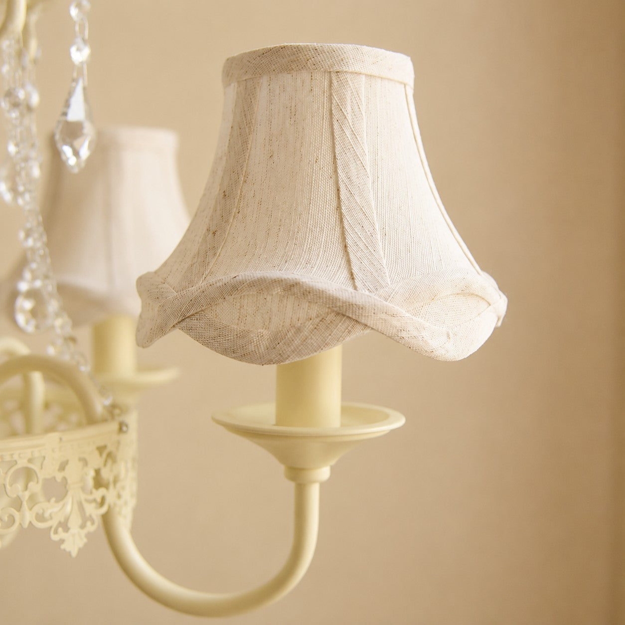 French Country Four Arm Fabric Shade Chandelier