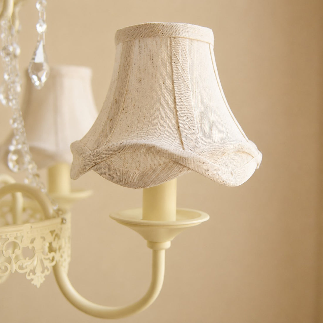 French Country Four Arm Fabric Shade Chandelier