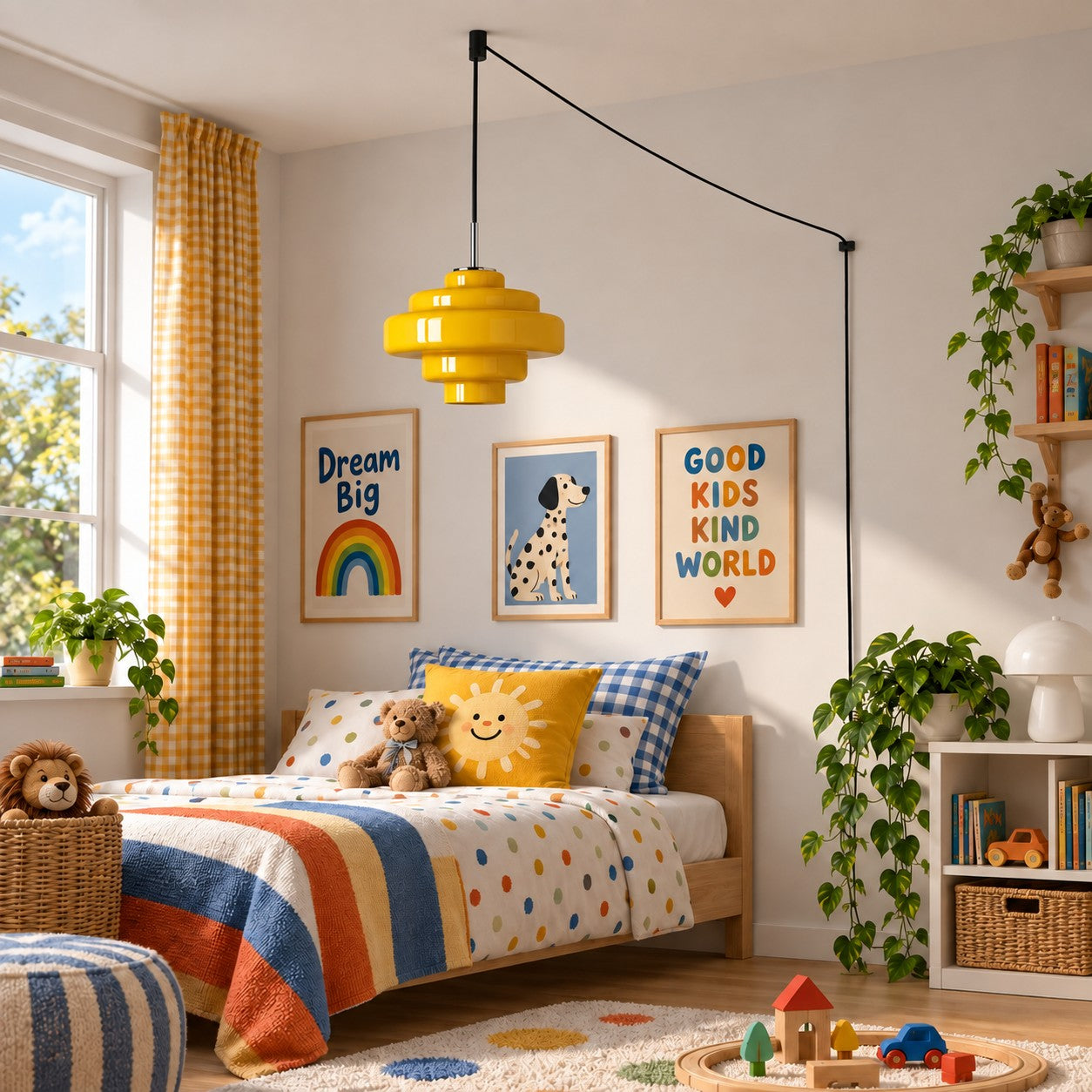 Koloro Millie Glas-Pendelleuchte mit Stecker - Retro-Pendelleuchte in bunten Farben für moderne Innenräume