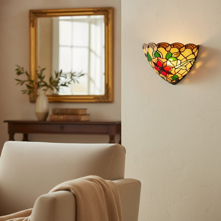 TF Angelique Vintage Floral Glass Wall Sconce – Elegant Art-Glass Design for Bedrooms & Corridors