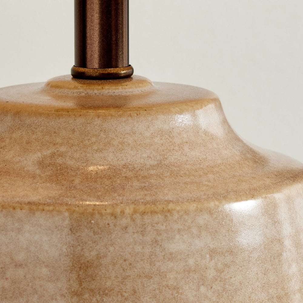 Ceruna Linen Lampshade Ceramic Table Lamp – Metal Frame and Ceramic Base for Home Office Lighting